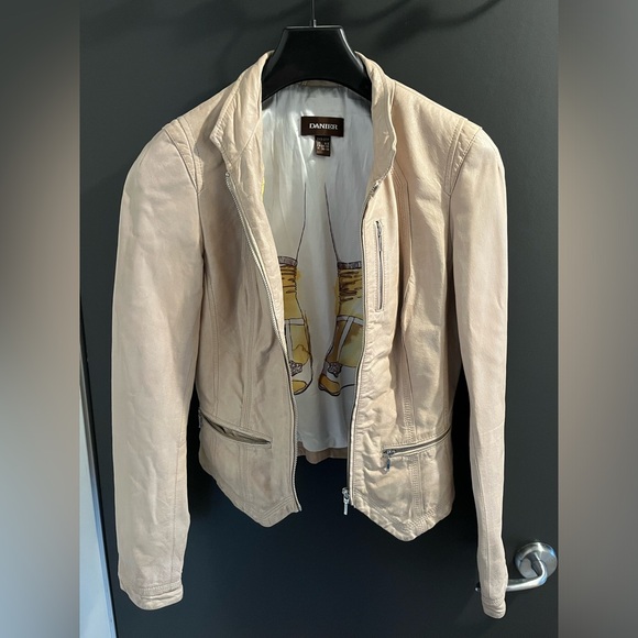 Cream Danier Leather Jacket - Picture 1 of 3